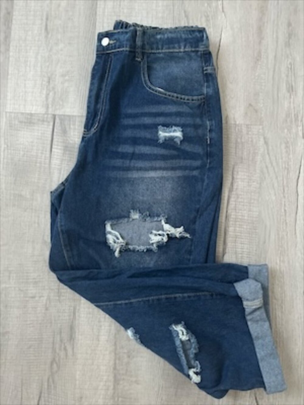 Shein Denim Blue Cropped Baggy Jeans 0XL